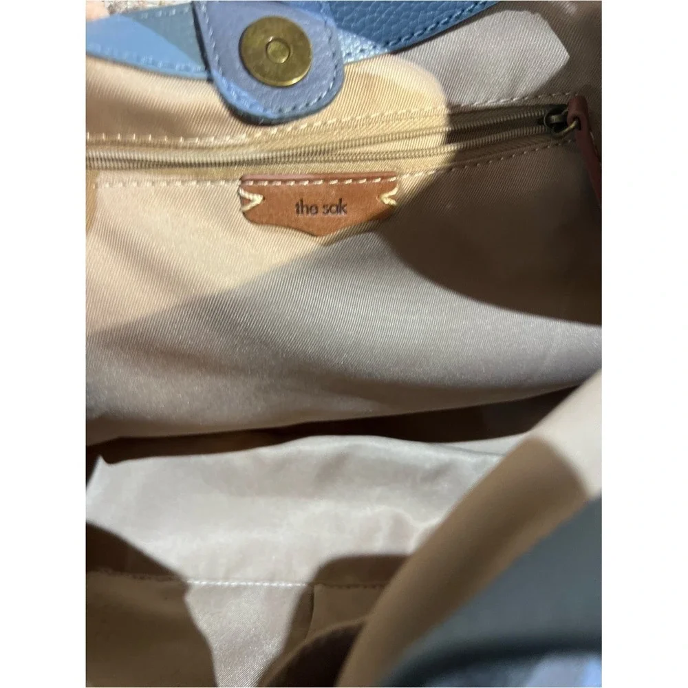 The Sak Rylan Medium Leather Satchel‎ Bag Slate Blue Euc
